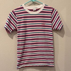 Odd Future Striped Pink and Green T-Shirt - Multicolor Size Small